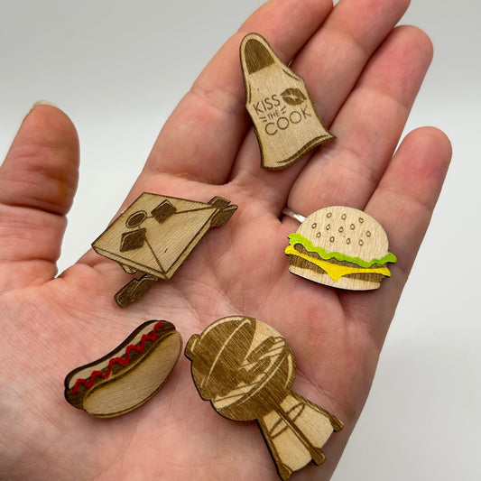 2026 - BBQ Picnic - Wooden Pin Set of 5 - With Magnets