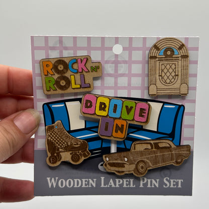 2026 - Retro Diner - Wooden Pin Set of 5 - With Magnets