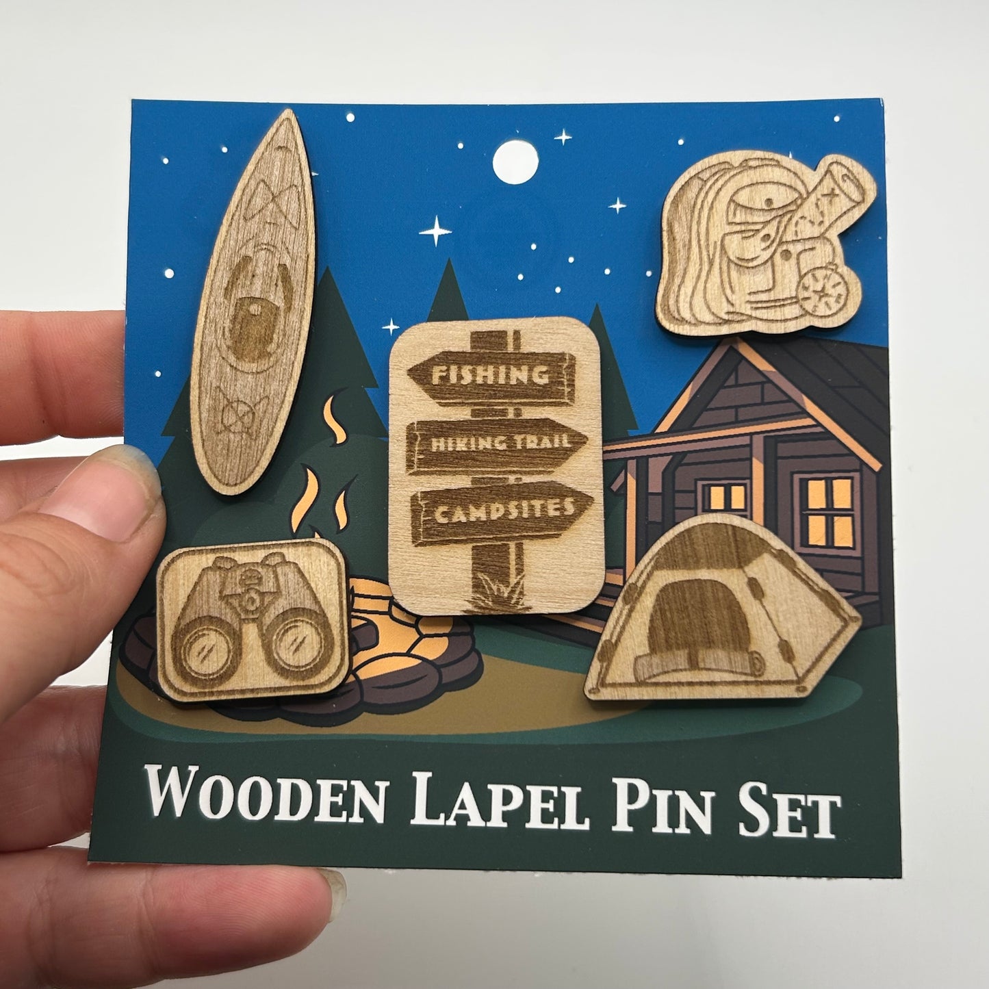 2026 - Camping - Wooden Pin Set of 5 - With Magnets