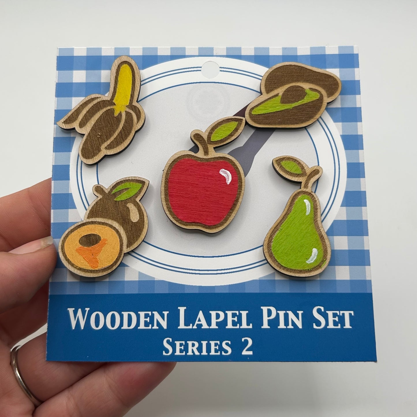 S2 - 2026 - Classic Fruits - Wooden Pin Set of 5 - With Magnets