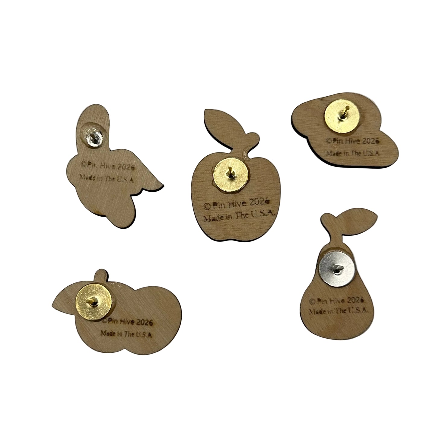S2 - 2026 - Classic Fruits - Wooden Pin Set of 5 - With Magnets
