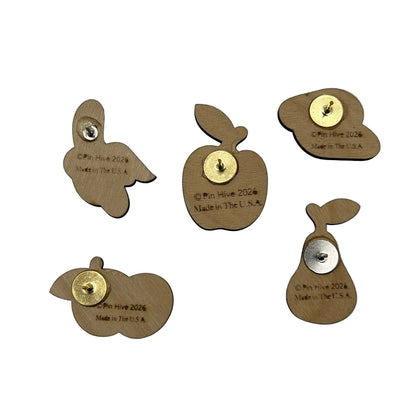 S2 - 2026 - Classic Fruits - Wooden Pin Set of 5 - With Magnets