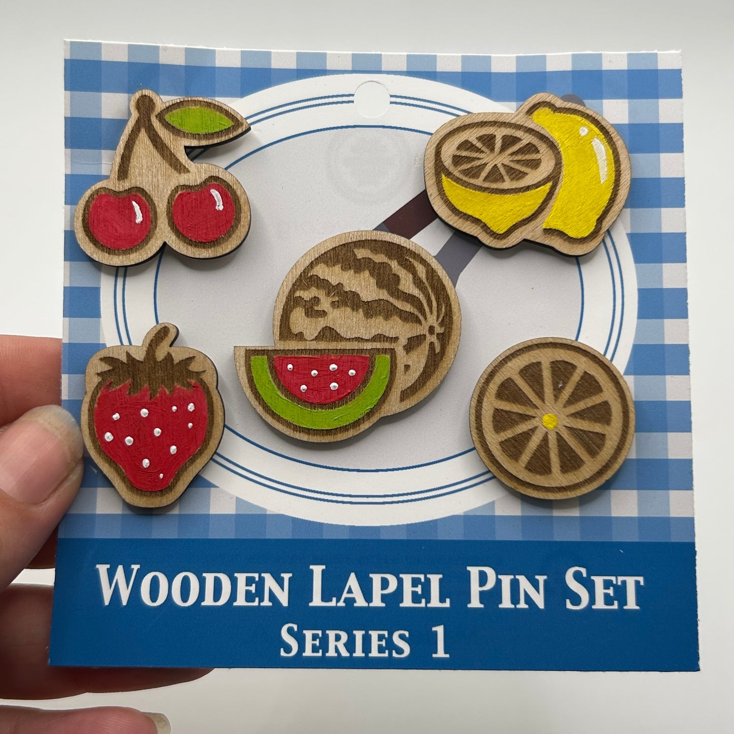 S1 - 2026 - Classic Fruits - Wooden Pin Set of 5 - With Magnets