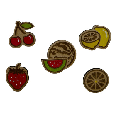 S1 - 2026 - Classic Fruits - Wooden Pin Set of 5 - With Magnets