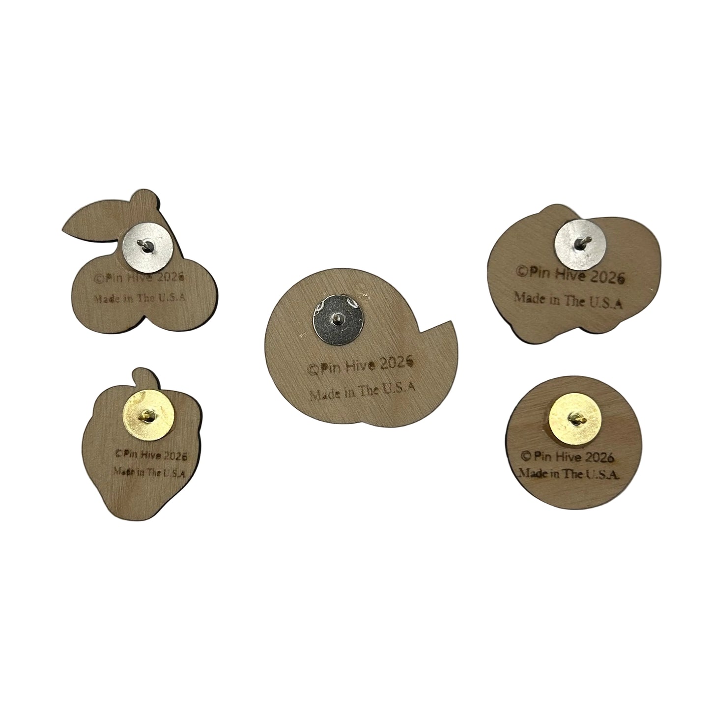 S1 - 2026 - Classic Fruits - Wooden Pin Set of 5 - With Magnets