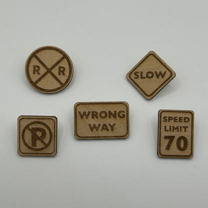 2026 - Road Signs Bundle - Wooden Pin Set of 15 - With Magnets