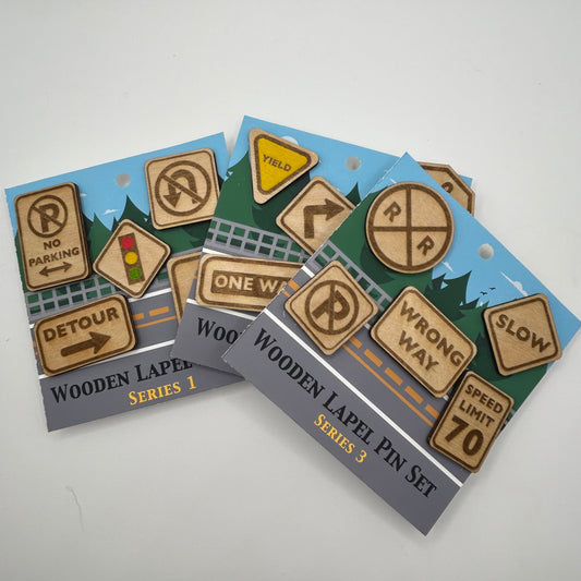 2026 - Road Signs Bundle - Wooden Pin Set of 15 - With Magnets