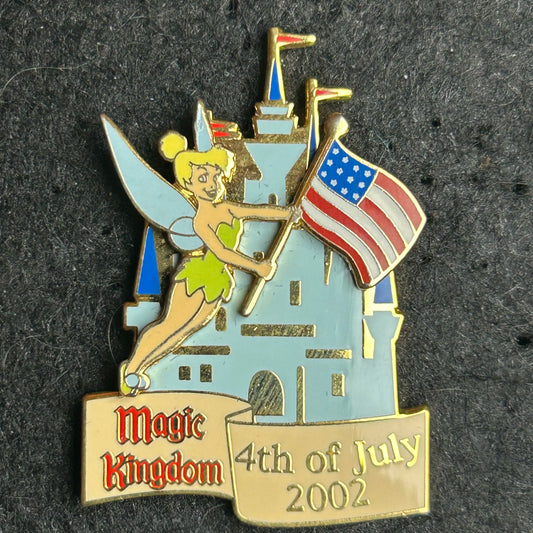 2002 - Tinker Bell - with Flag at Magic Kingdom - 4th Of July - LE 3,500 - WDW - Disney Pin on Pin