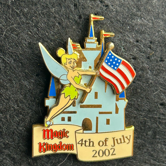 2002 - Tinker Bell - with Flag at Magic Kingdom - 4th Of July - LE 3,500 - WDW - Disney Pin on Pin