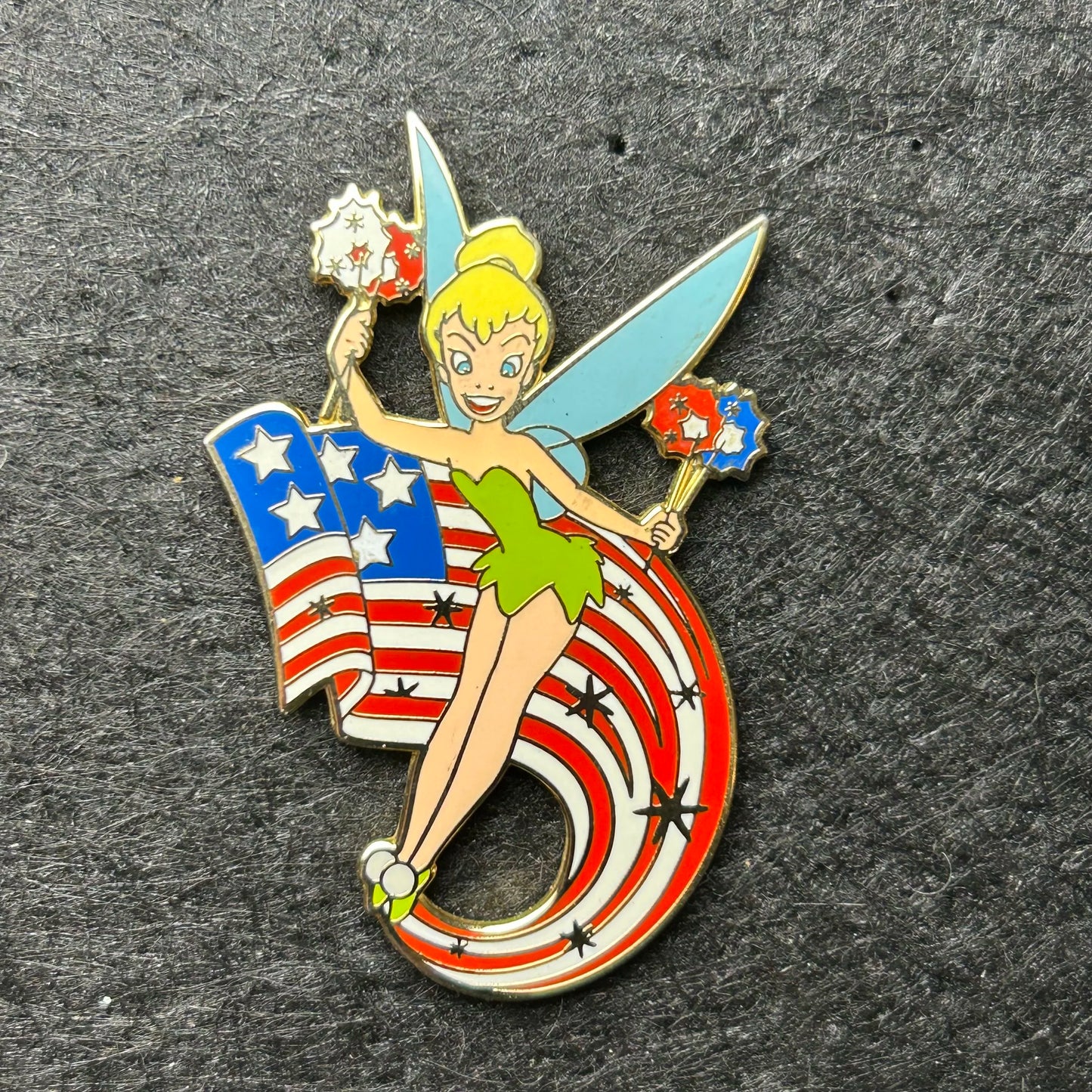 2003 - Tinker Bell - Peter Pan - USA - Flag and Sparklers - Disney Pin