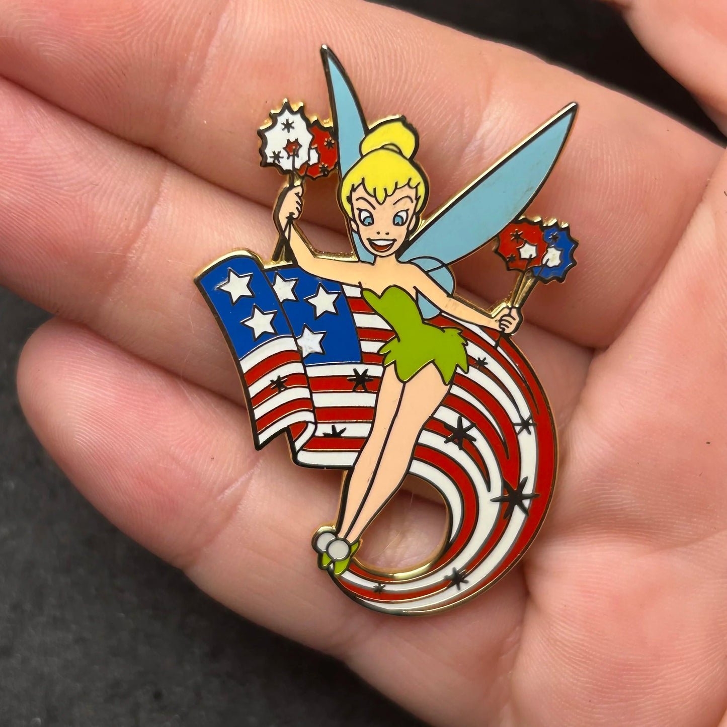 2003 - Tinker Bell - Peter Pan - USA - Flag and Sparklers - Disney Pin