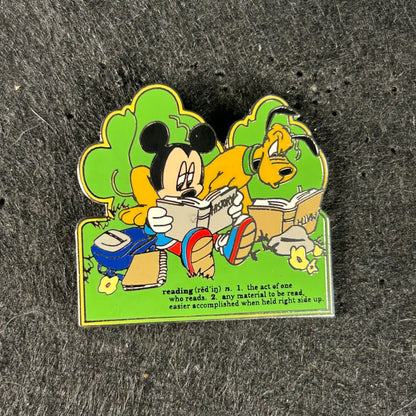 2001 - Mickey and Pluto - Reading - Back to School Series - DLR - Disney Pin