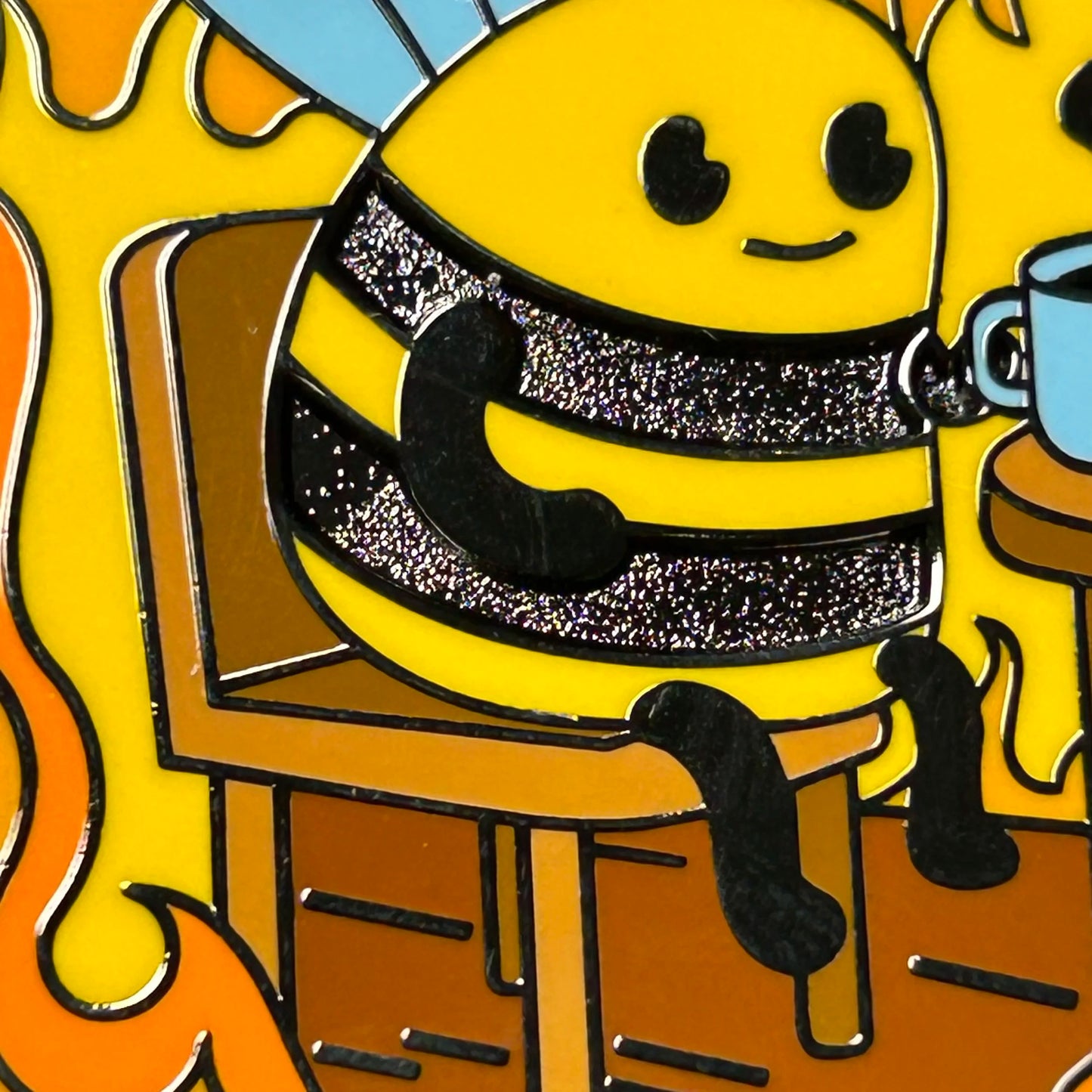 2025 - Everything Is Fine - Bee Sipping Tea In Fire Pin - Pin Hive Exclusive