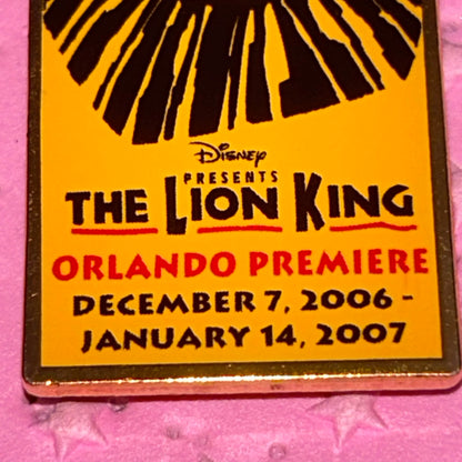 2006 - Lion King - Orlando Premiere - Playbill - Pin