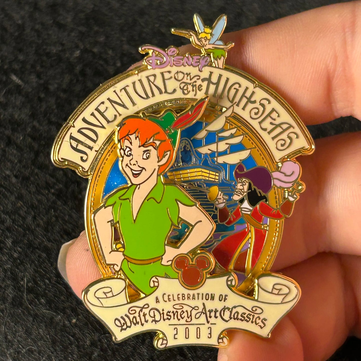 2003 - Peter Pan, Captain Hook, and Tinker Bell - High Seas - LE 1,500 - Disney Pin on Pin