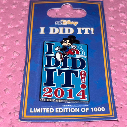 2014 - Mickey Mouse - Run Disney - I Did It! - 26.2 Miles - LE 1,000 - Pin