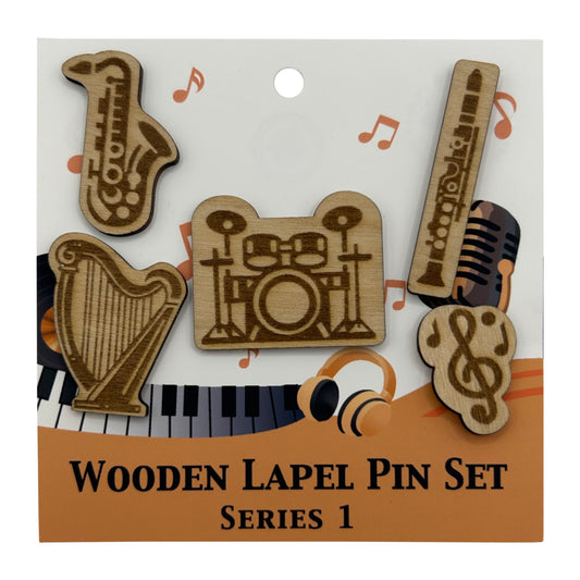 S1 - 2026 - Musical Instruments - Wooden Pin Set of 5 - With Magnets