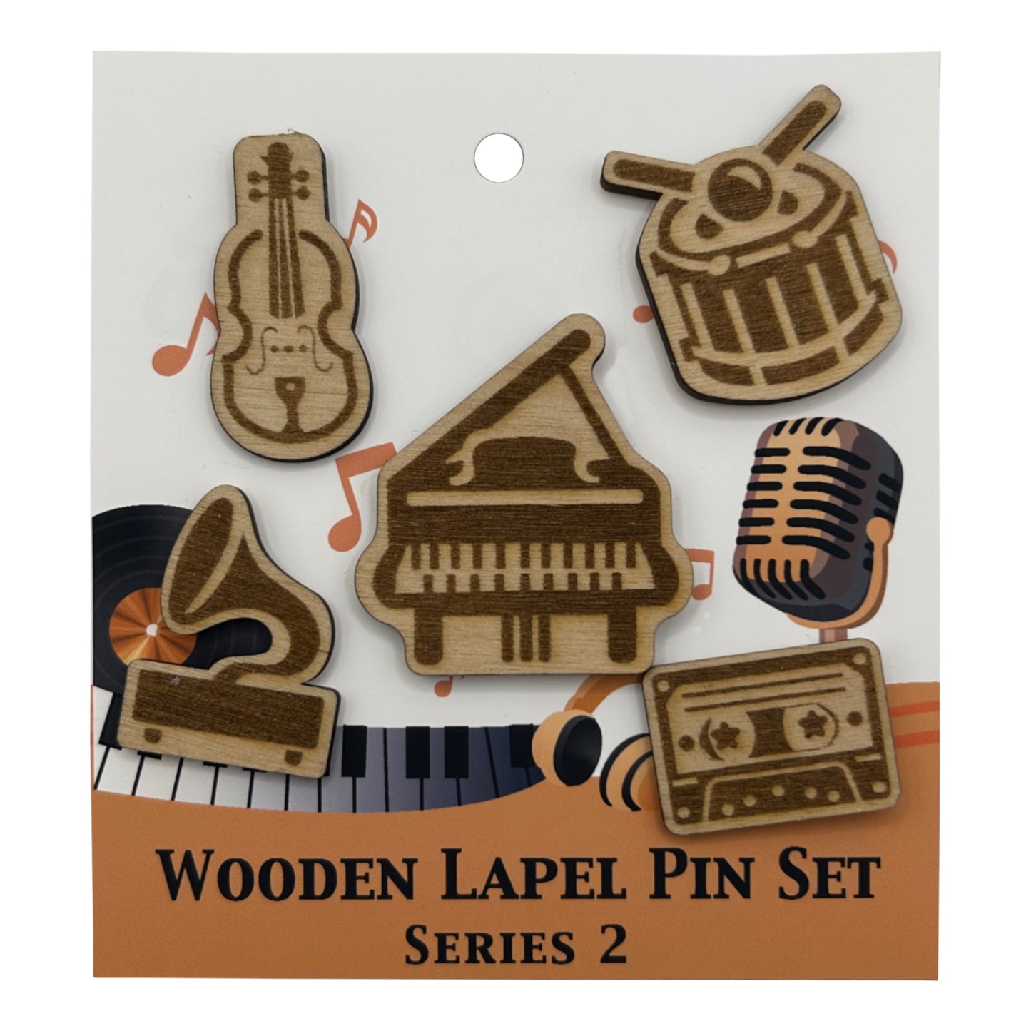 2026 - Musical Instruments - Wooden Pin Full Set Bundle of 10 - With Magnets
