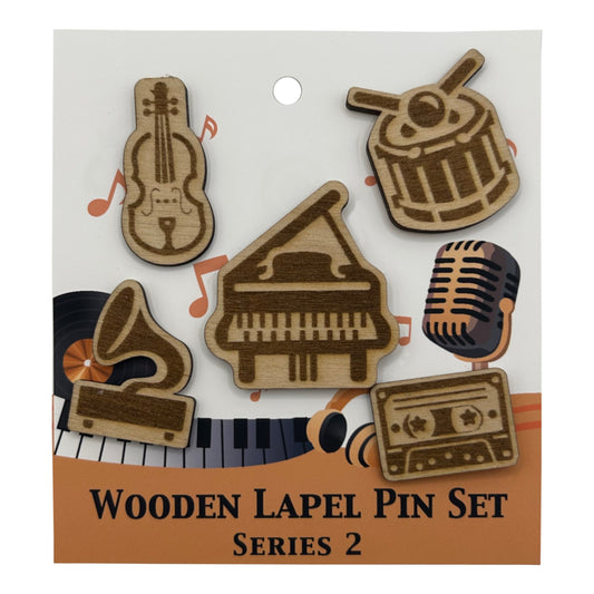 S2 - 2026 - Musical Instruments - Wooden Pin Set of 5 - With Magnets