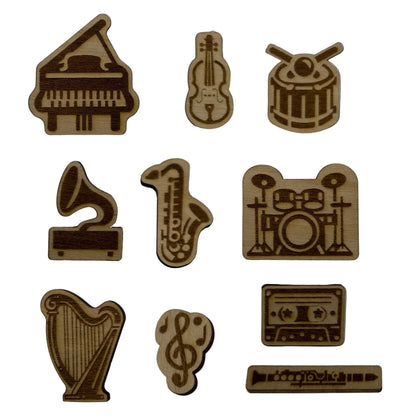 2026 - Musical Instruments - Wooden Pin Full Set Bundle of 10 - With Magnets