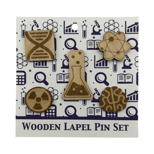 2026 - Science Icons - Wooden Pin Set of 5 - With Magnets