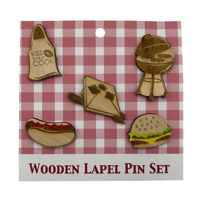 2026 - BBQ Picnic - Wooden Pin Set of 5 - With Magnets