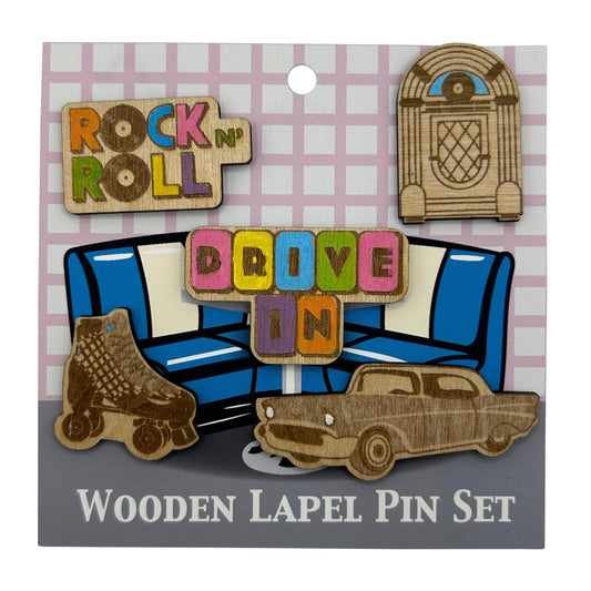 2026 - Retro Diner - Wooden Pin Set of 5 - With Magnets