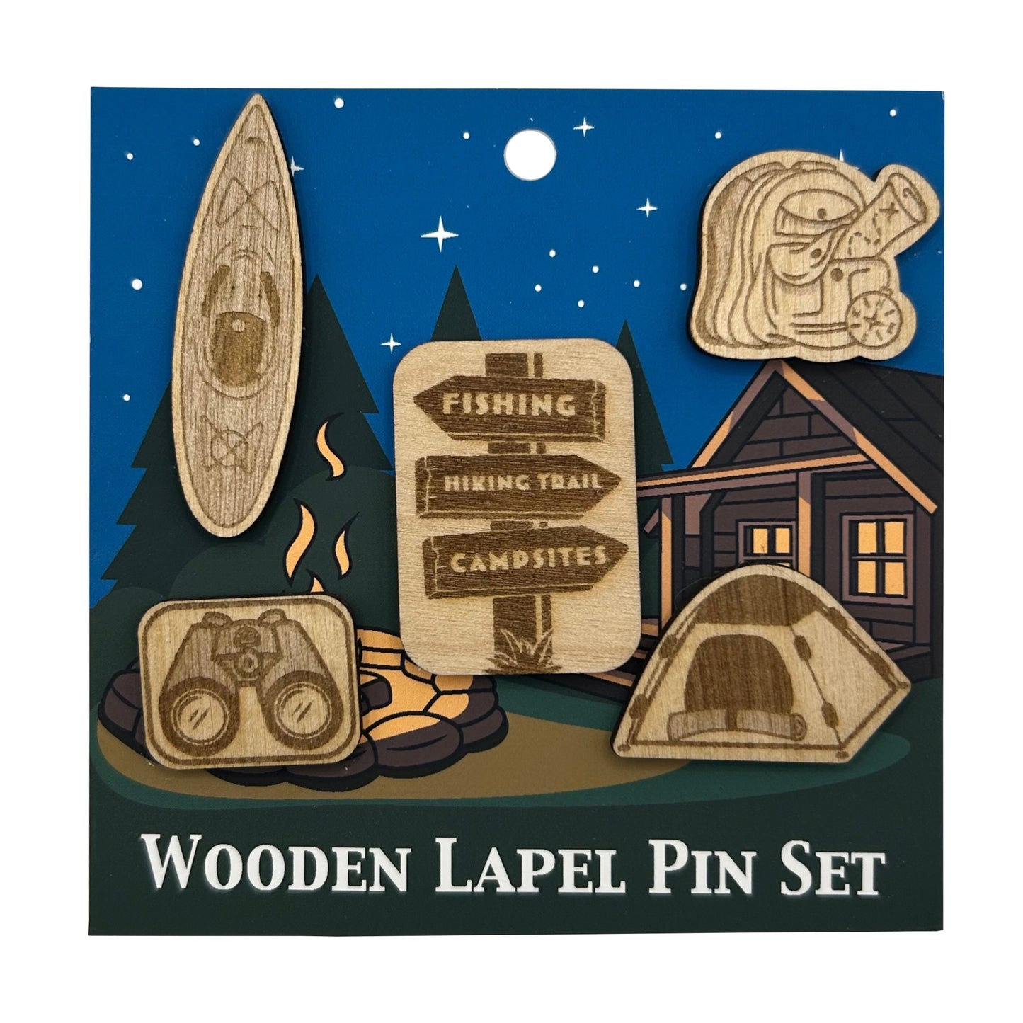 2026 - Camping - Wooden Pin Set of 5 - With Magnets