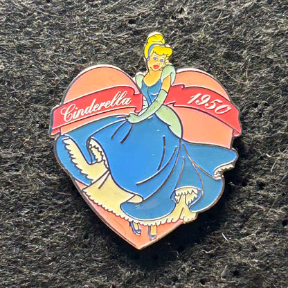 2000 - Cinderella 1950 - Countdown to Millennium - Pink Heart - Disney Pin