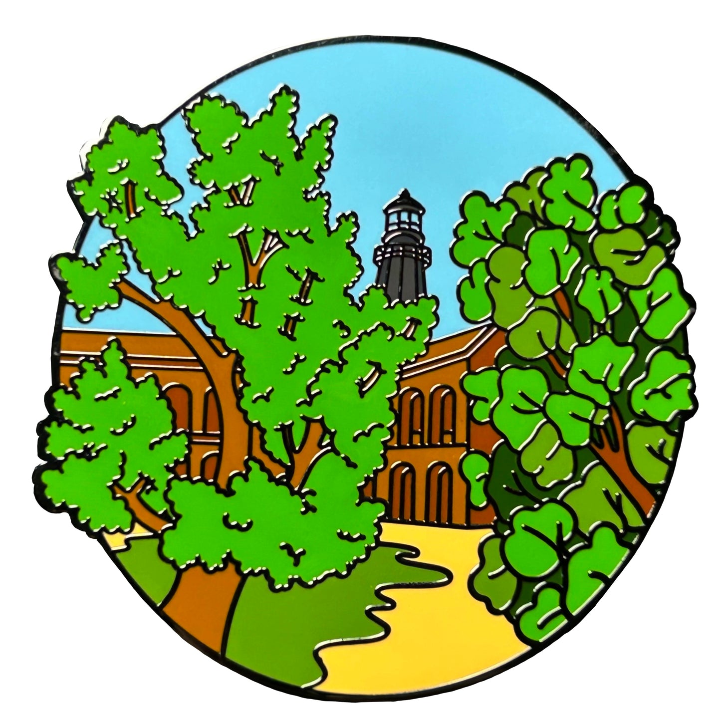 Fort Jefferson Garden Key enamel pin with trees and brick fort, Dry Tortugas series