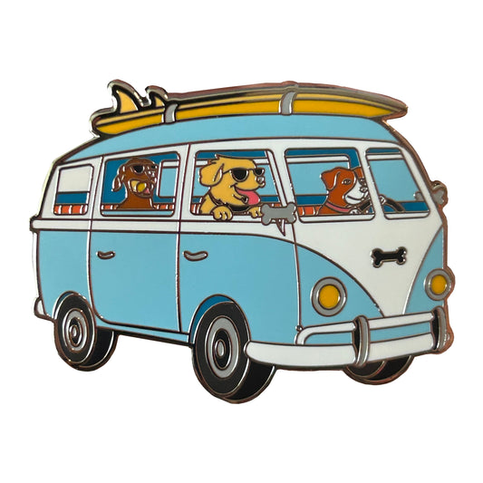 Canine Cruiser Pin With Magnet - Dogs Driving Bus