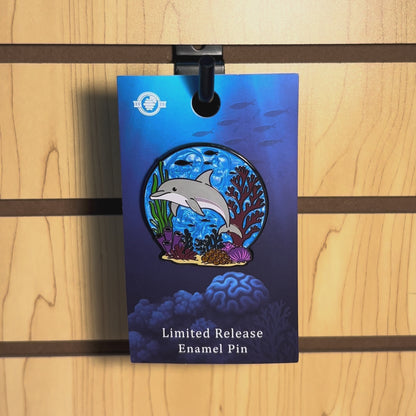 Bottlenose Dolphin Pin With Magnet - Swimming at the Coral Reef
