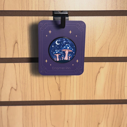 Blue Moonlit Mushroom Forest - Lapel Pin With Magnet