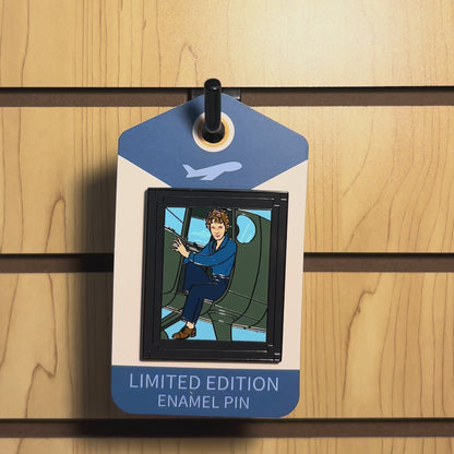 Amelia Earhart Sitting in Plane Pin With Magnet - LE 500