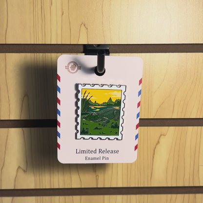 American Alligator Postage Stamp Pin With Magnet