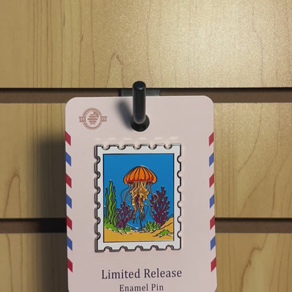 Pacific Sea Nettle Jellyfish Postage Stamp Pin With Magnet