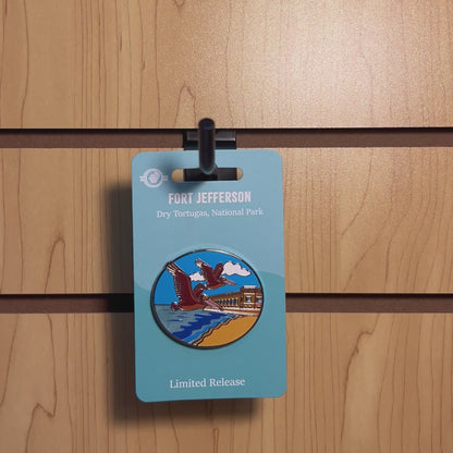 Pelicans on South Beach Pin - Dry Tortugas National Park With Magnet