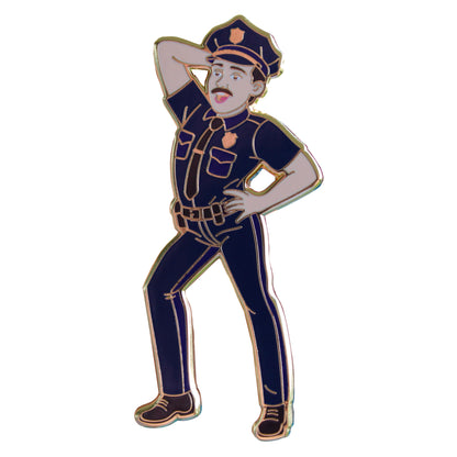 Protect and Serve sassy policeman 24k gold plated enamel pin